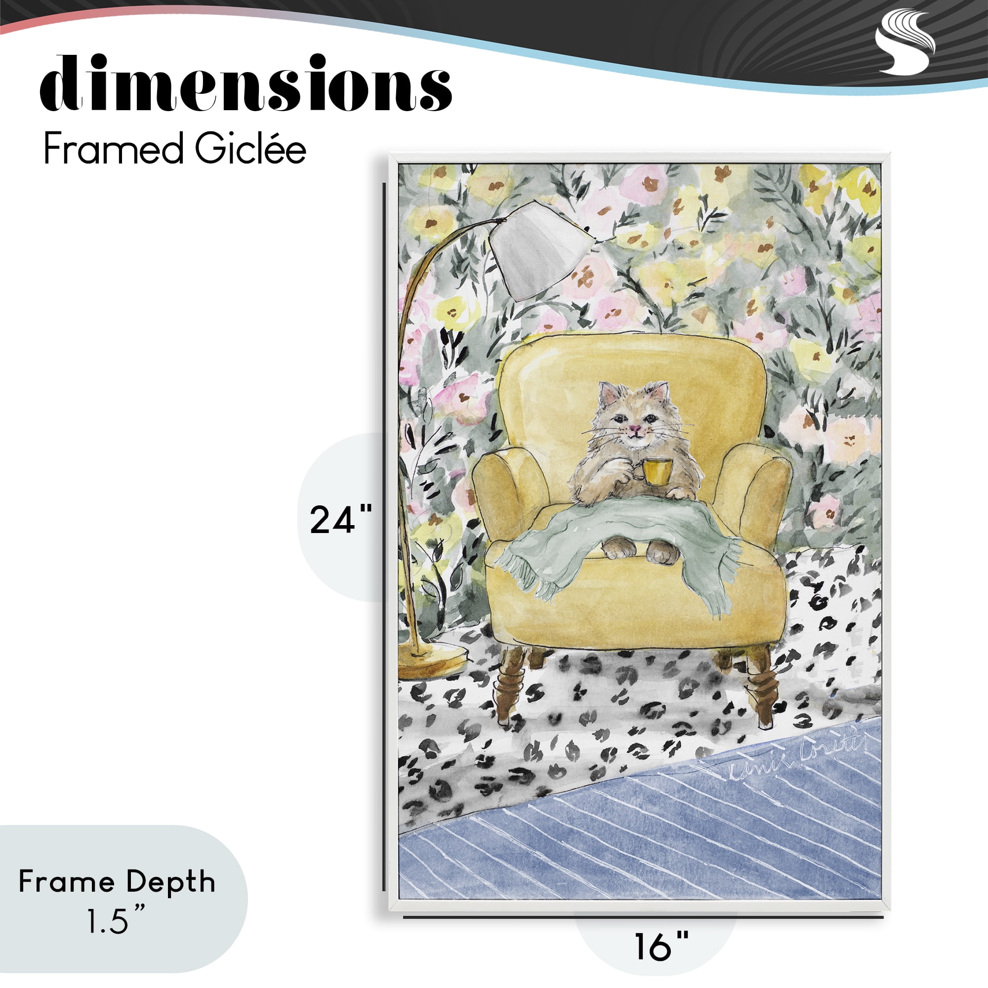 Stupell Industries Cozy Cat Relaxing White Framed Giclee Art, design by Lanie Loreth