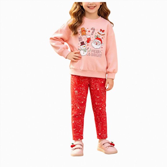 HFHAPW Infant Kids Girl Fall Clothes Toddler Winter Outfits Long Sleeve Sweatshirts Leggings Pants 2Pcs Headband Set,1-2 Y