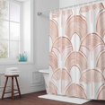thumbnail image 5 of Abstract Pink Semicircle Stripes Fabric Shower Curtain Modern Art Washable Shower Curtains for Bathroom, Waterproof Bath Curtain with Hooks Home Decor 72x84in, 5 of 8