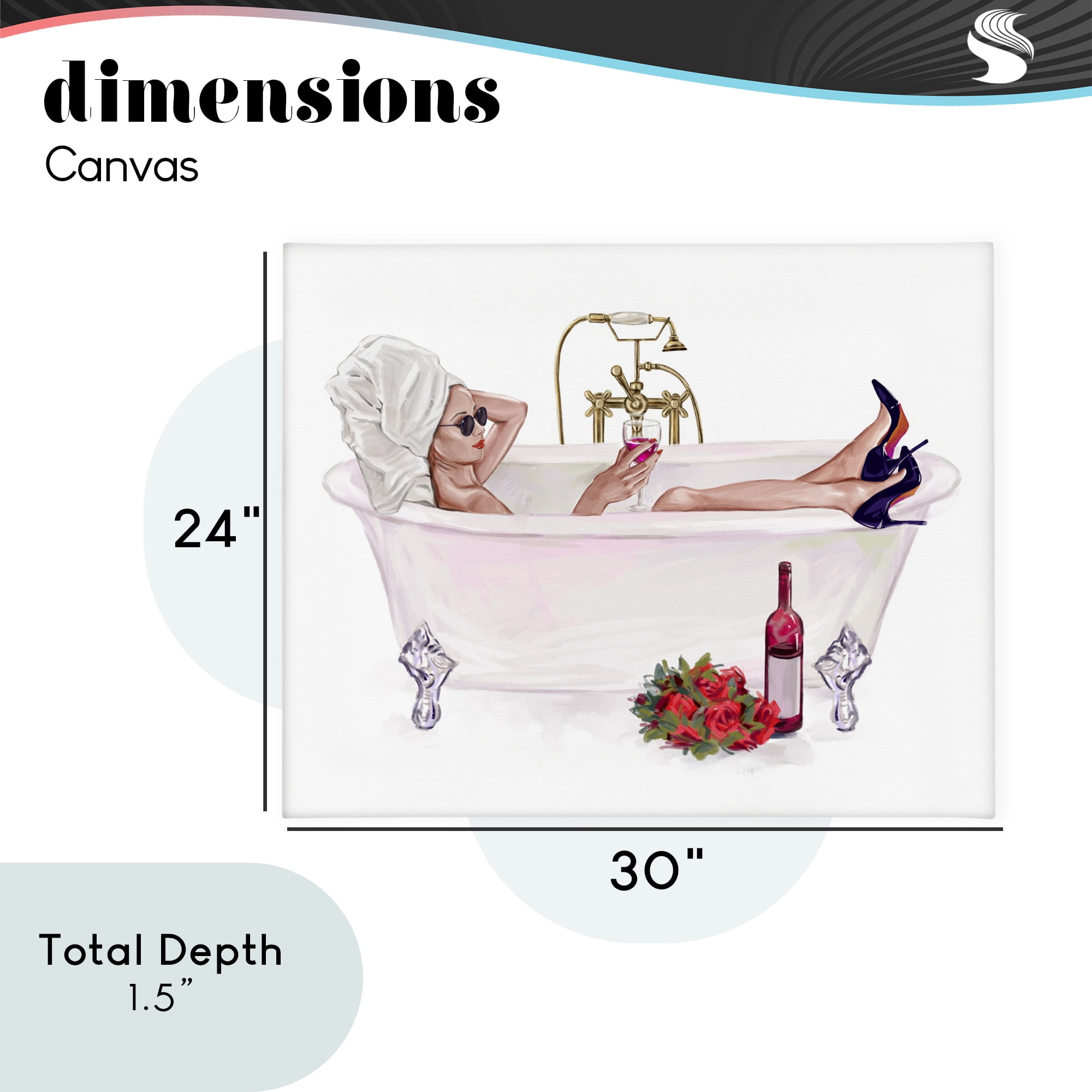 Woman with Wine Bath Canvas Wall Art, design by Ziwei Li