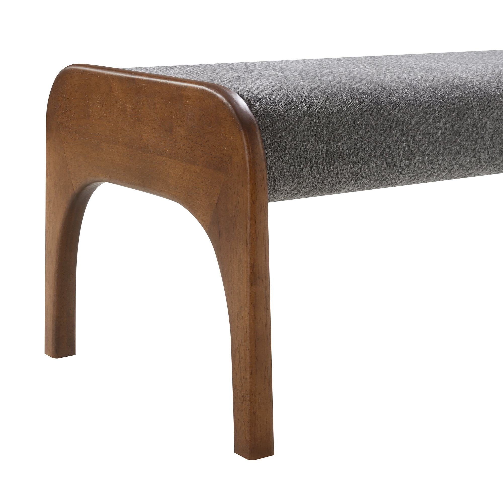HOQBN Upholstered Long Bench, Modern Dining Bench with Soft Chenille Fabric &Rubber Wood Legs for Kitchen Table, Bedroom, Entryway Grey