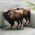 thumbnail image 3 of GOSMITH Throw Pillow Case Bison American Buffalo Bull Wild Watercolor Painting Black Mammal Meat Art Farmhouse Decorative Square Covers for Home Sofa Couch Decor, 3 of 5