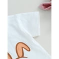 thumbnail image 6 of Toddler Baby Girl Easter Outfits Short Sleeve Letter Shirts Bunny Flared Bell Bottom Pants Set Easter Summer Clothes 6M-4T, 6 of 9