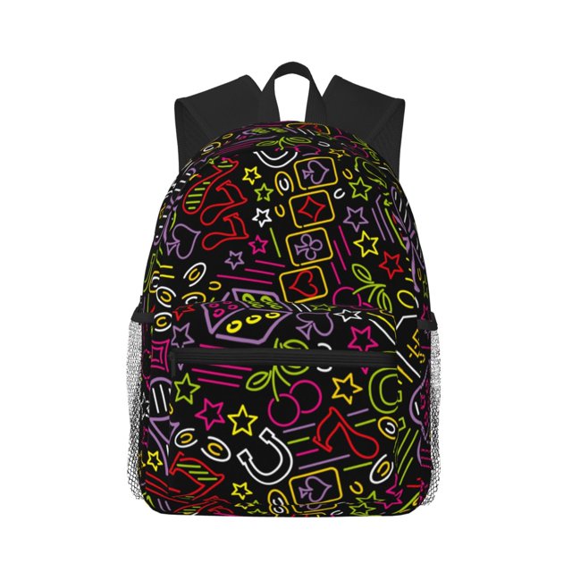 Fotbe Casino Icons Mochila Ligera Casual para Laptop para Hombres y Mujeres, Mochila Impermeable de Uso Diario, Mochila para Universidad