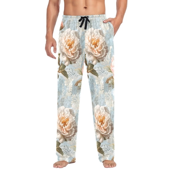 FORMRS Mens Pajama Pants with Pockets Sleepwear Lounge Bottoms Sizes S-2XL, Whimsical Rose