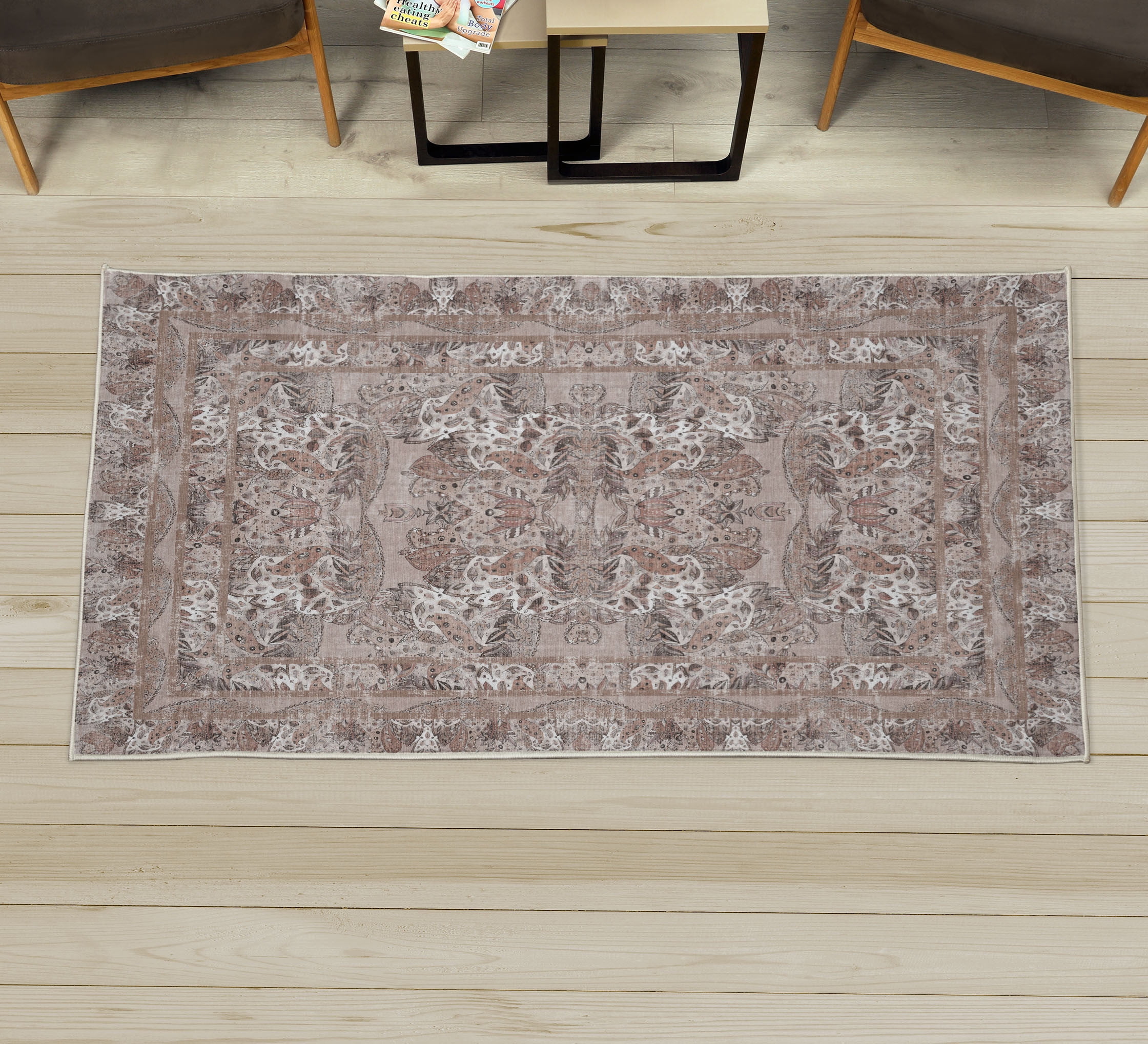 Vintage Decorative Rug, Weathered Effect Colorful Bohemian Nature ...