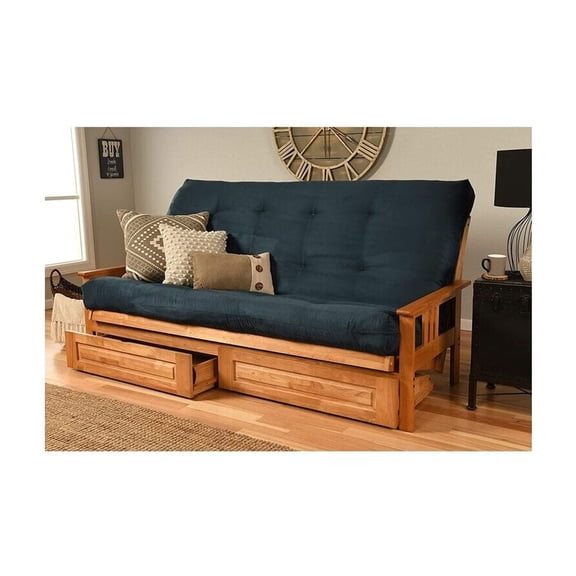 Old World Charm Queen Futon Frame Set with Mattress And Storage Drawers, A Versatile Solution For Guest Seating And Comfort In Any Room Setting