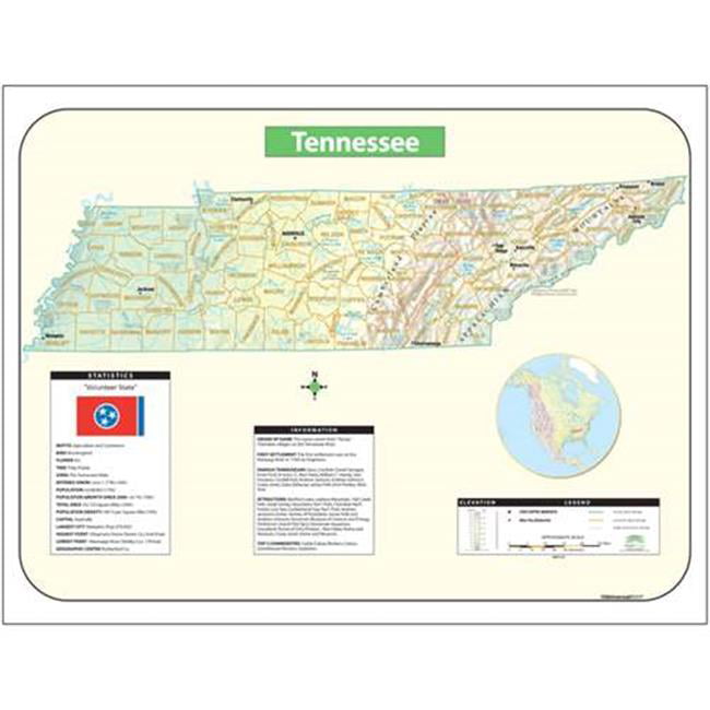 Universal Map 28411 Tennessee Shaded Relief Map - Walmart.com