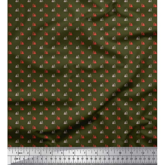 Soimoi Polyester Crepe Fabric Ink Pen & Bottle Shirting Print Fabric by The Yard 42 Inch Wide