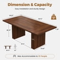 thumbnail image 3 of Hawsaiy 78" Rectangular Farmhouse Dining Table for 6–8, Large Kitchen Table with Grooved Wood Base, Thick Waterproof Top for Dining Room, Walnut, 3 of 8