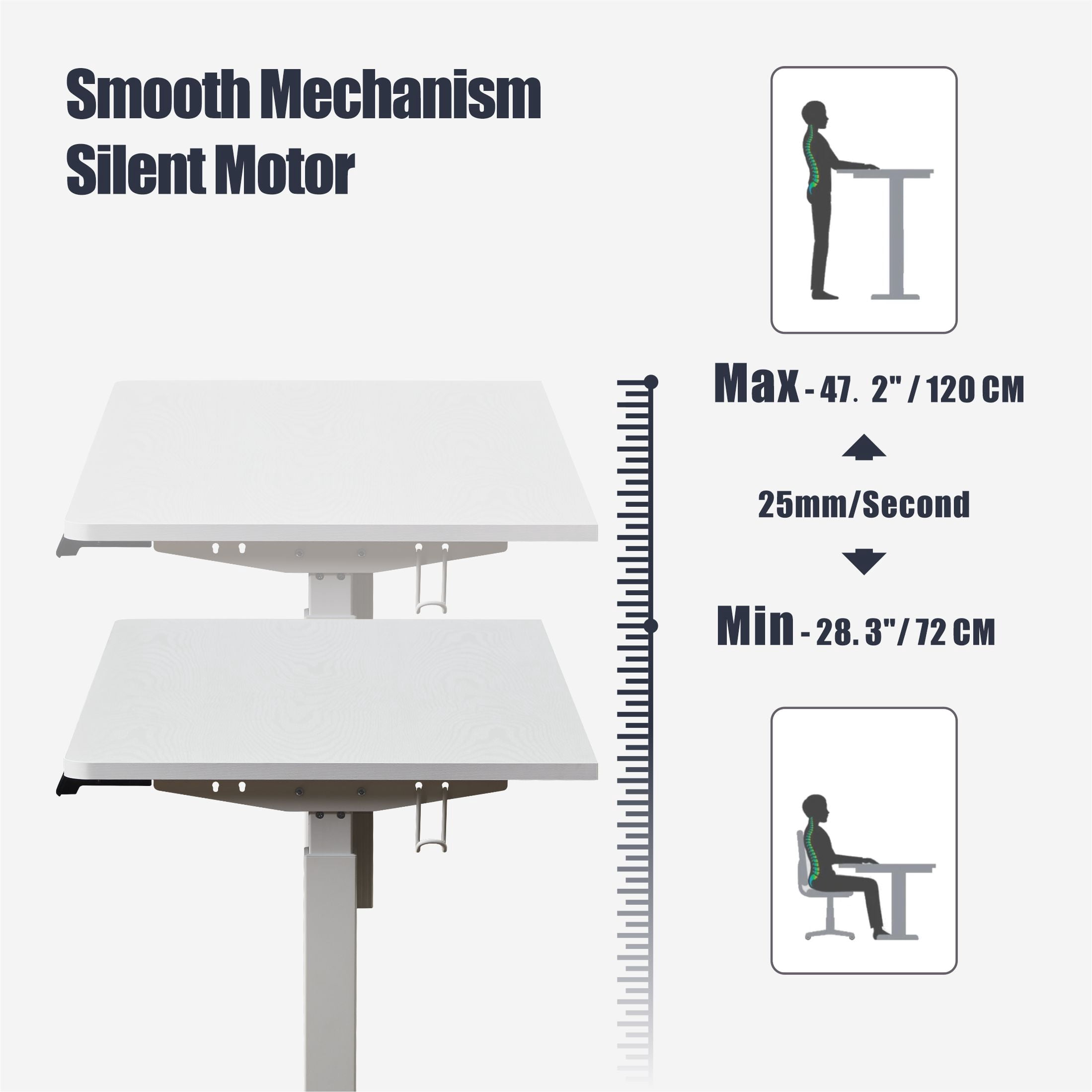 KOWO 55" K304 Electric Height Adjustable Standing Desk with Hutch and Drawer, White