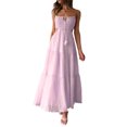 thumbnail image 5 of Michellecmm  Women Summer Casual Long Dress Solid Color Tie-Up Sling Dress, 5 of 9