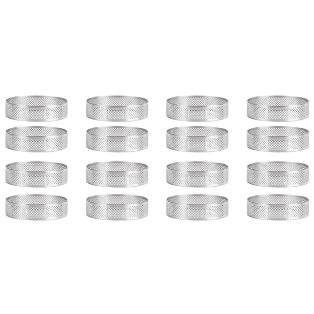 Anillo de Tarta de Acero Inoxidable de 16 Piezas Anillo de Mousse de Pastel Perforado Resistente 6 cm