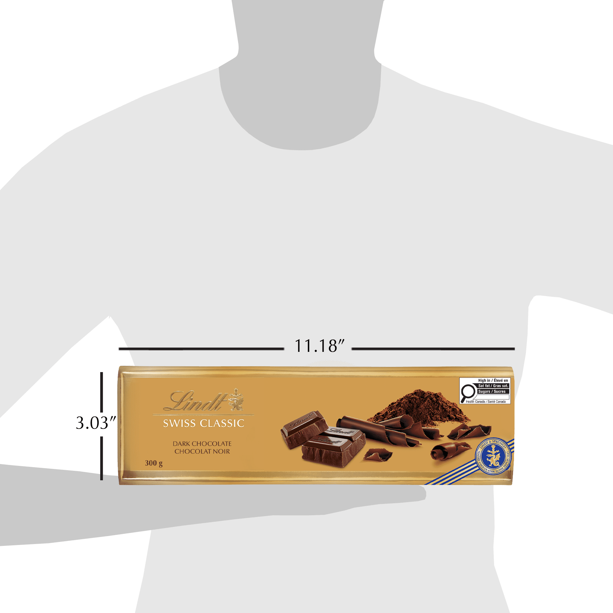 Lindt SWISS CLASSIC Gold Surfin Dark Chocolate Bar, 300 Grams