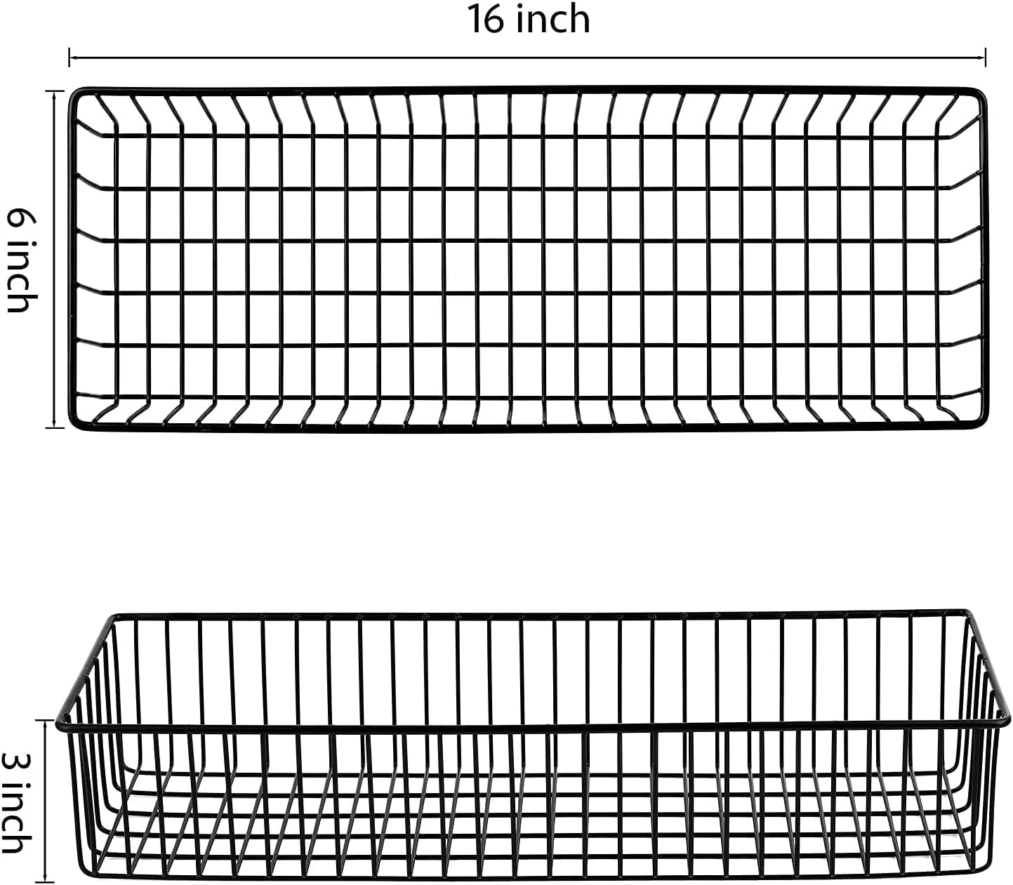 Wetheny Farmhouse Décor Metal Wire Organizer Storage Basket Bin(6 Pack)-Toilet Paper Storage-Organization and Storage for Bedroom, Bathroom, Kitchen Cabinets, Pantry, Laundry Room, Garage (Black)