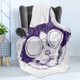 thumbnail image 4 of Cat Lover Soft Flannel Fleece Throw Blanket, Funny Cool Cat Head Portrait with Sunglasses Sketchy Illustration, Cozy Plush for Indoor and Outdoor Use, 50" x 60", Indigo Baby Pink, by Ambesonne, 4 of 5