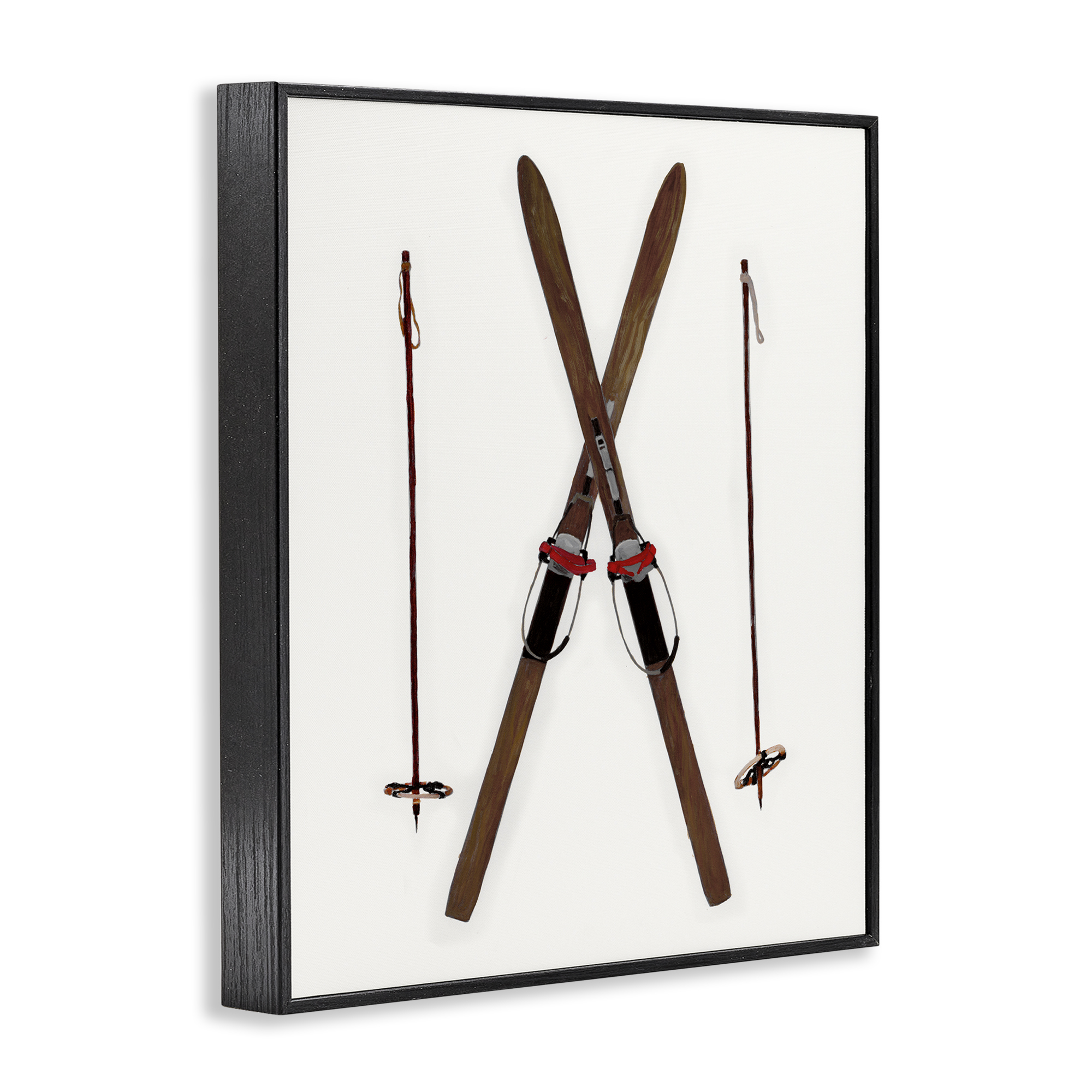 Stupell Industries Minimal Winter Skis Sports Painting Black Framed Art Prints Wall Art, 11 x 14