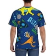 thumbnail image 3 of Bixox Men's Dinosaur In Space Printed Short Sleeve Skinny Athletic T-Shirt, 3 of 6