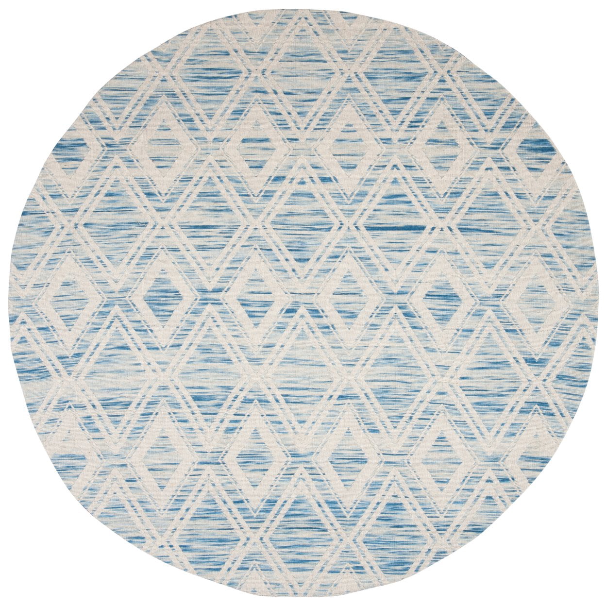 SAFAVIEH Marbella Alicia Geometric Diamonds Wool Area Rug, Dark Blue/Ivory, 10' x 14'