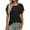Black, variant on Women's Summer Floral Cutout Ruffle Sleeve T-Shirt Casual Loose Fit Blouse Top Comfortable Lightweight Fashion Tee