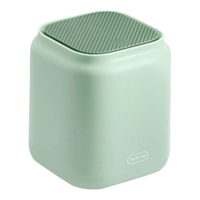 Cubo de basura pequeño de escritorio, cubo de basura, cubo de basura, cubo de basura, cubo de basura con tapa para cocina, dormitorio, tocador, Verde Macarena Bote de basura de escritorio