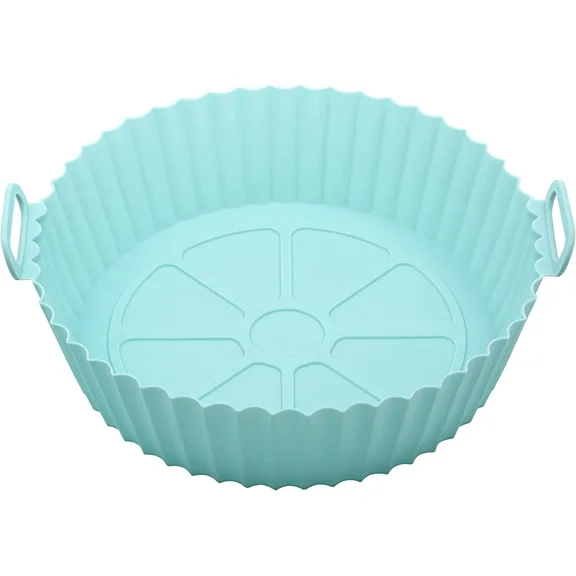 Air Fryer Liners, Reusable Air Fryer Silicone Pot, Round Air Fryer Basket Insert, Non Stick Airfryer Silicone Pot for 3QT to 5 QT Air fryer Accessories, 7.5 inch, Mint