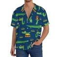 thumbnail image 3 of Fotbe Little Pirate Crocodile print Short Sleeve Button Down Shirts for Men Casual Summer Beach Wrinkle Free Shirt-Large, 3 of 7
