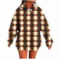 thumbnail image 5 of Sakmal Women Hooded Sweatshirts Orange Cute Sweatshirts Comfy Plaid Hoodies with Pockets, 5 of 5