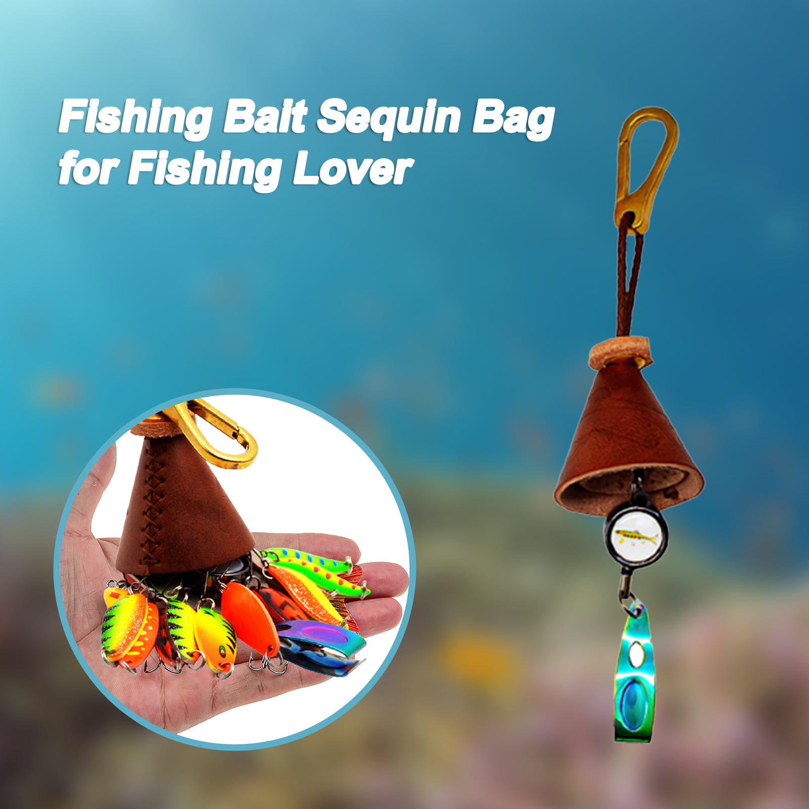 Opolski Lure Sequin Bag Beautiful Waterproof Faux Leather Handmade Fishing  Bait Sequin Bag Bell for Fishing Lover 