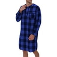 thumbnail image 4 of MNCEKFOD Men Shirts Plaid Printed With Pockets Blend Flannel Long Sleeve Sleep Nightshirt Relaxed Fit Mens Tops Blue XXL, 4 of 9