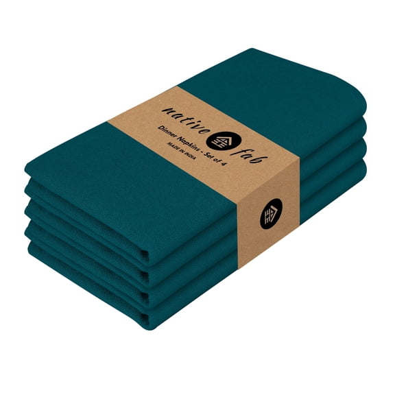 Native Fab Cotton Cloth Napkin 17x17 Washable Set of 4 - Teal Green