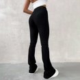 thumbnail image 4 of Pantalones De Cintura Alta Slim Fit Liso Cómodo Transpirable Casual Pantalones Acampanados Para Compras En Casa Negro M, 4 of 6