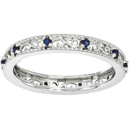 Created Sapphire Sterling Silver Ring (Best Cut For Sapphire)