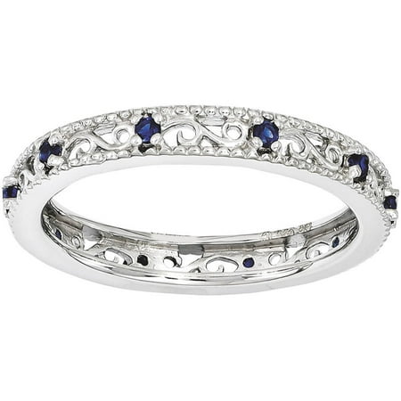 Created Sapphire Sterling Silver Ring (Best Cut For Sapphire)