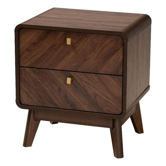 Baxton Studio Markell 18.9"W x 15.7"D Nightstand with 2 Drawers Walnut Brown (233-13271-HIT)