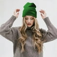 thumbnail image 3 of Daily Knited Plain Beanie - Stay Warm Stylish Stretchy Soft Beanie Hats for Men and Women, 12 inch, Green, 3 of 7