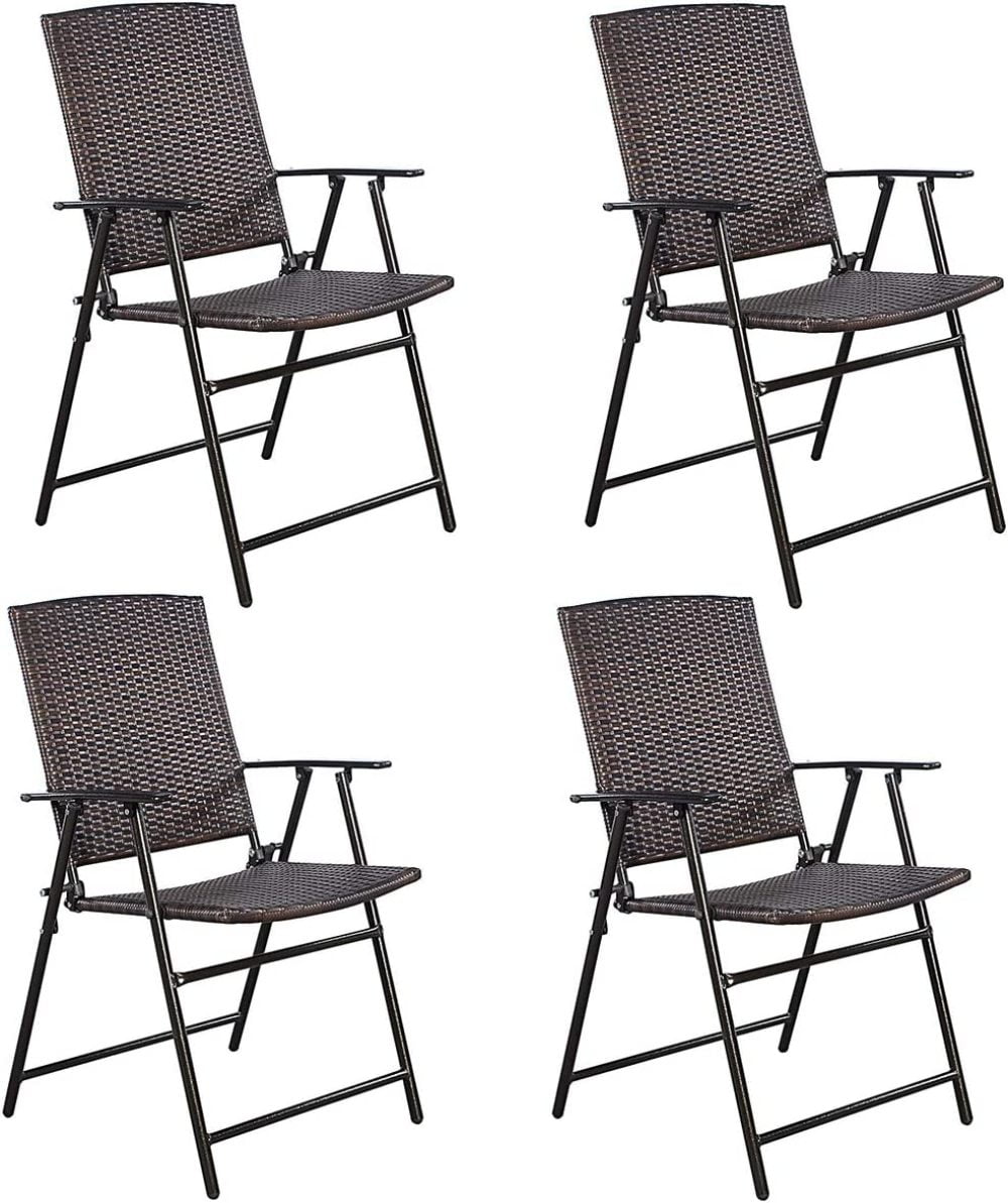 Safstar 4Piece Patio Folding Chair Set Portable Rattan Chairs with