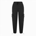 thumbnail image 6 of NOLDARES Parachute Cargo Pants Girl Elastic Waisted Quick Dry Lightweight Baggy Hiking Pants with Pockets Water Resistant(Black,8-9 Y), 6 of 7