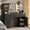 Black-Fluted Vanity, variant on GIKPAL 47" Makeup Vanity with Mirror and Lights, Modern Get Ready Station Vanity with 3 Drawers & 2 Cabinets, Glass Top Vanity Desk with Power Strip, Black