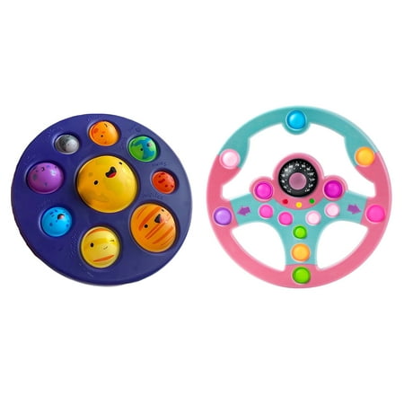 

FAIOIN Intelligent Kid Early Education Simulation Steering Wheel and Eight Planets Mouse Bubble Toys Relief Pressure Fit for 0+