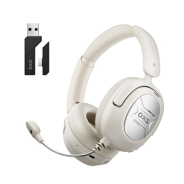 Auriculares inalámbricos para juegos OXS Storm A2, cancelación activa de ruido, supraaurales con micrófono, Bluetooth 5.4 y 2.4 GHz de baja latencia, modos de ecualización dual, 70 horas de reproducci