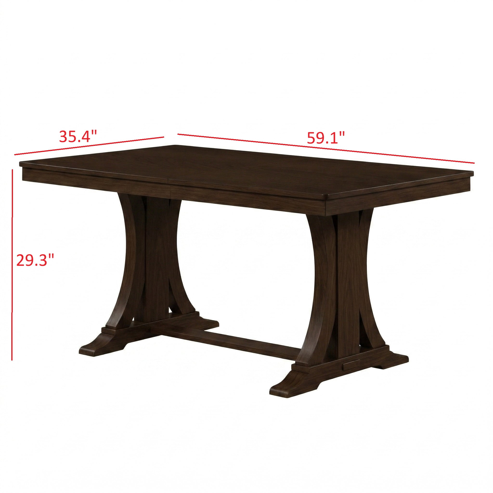 Home Design Talon Rectangular Dining Table with Trestle Base, Solid Wood Construction, Traditional Style, Black
