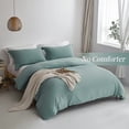 thumbnail image 3 of Soft Duvet Cover - 100% Washed Microfiber Grayish Teal Comforter Cover Set 3, 3 of 7