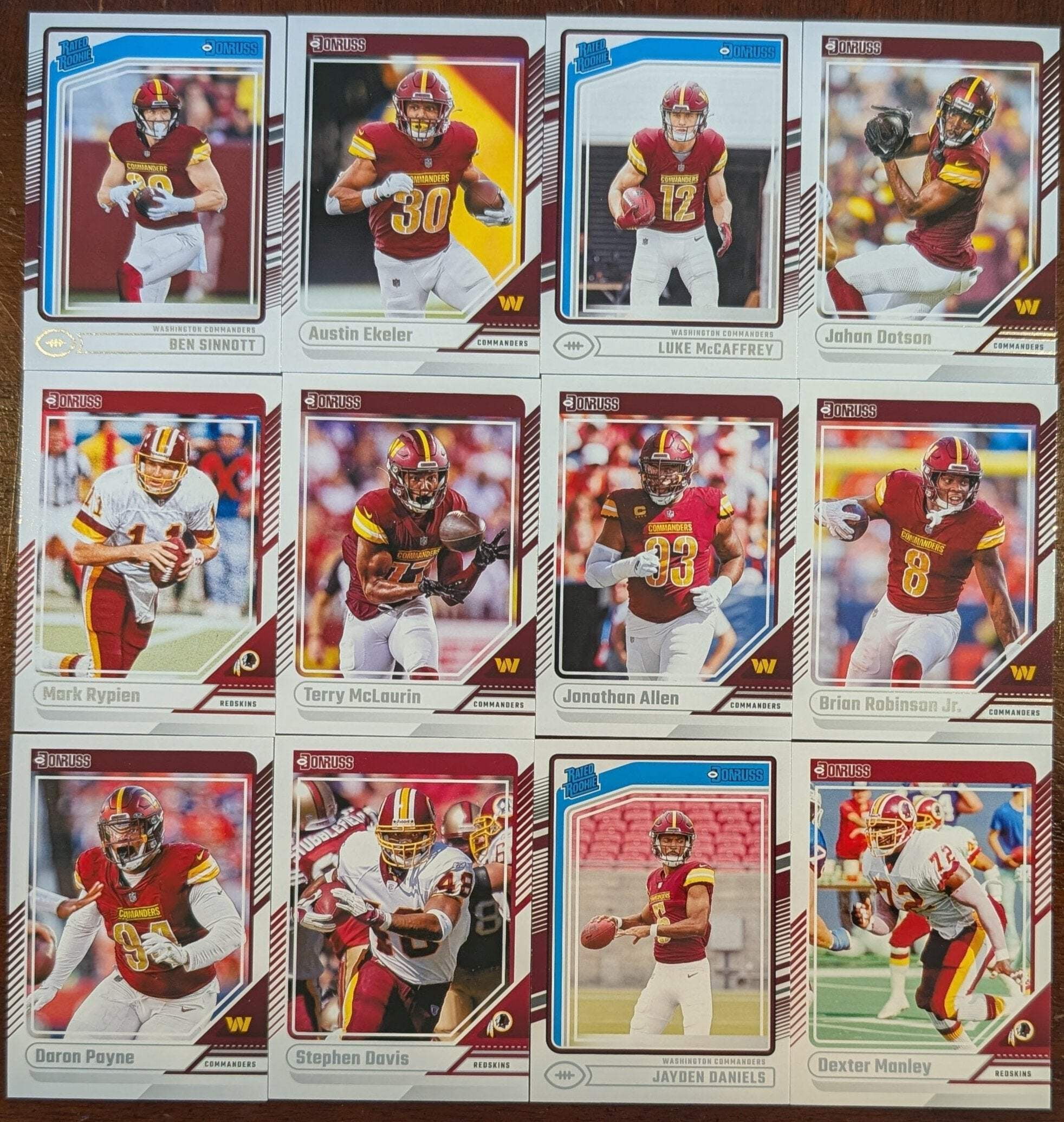 NFL 2024 Donruss Football Washington Commanders Trading Card Team Set