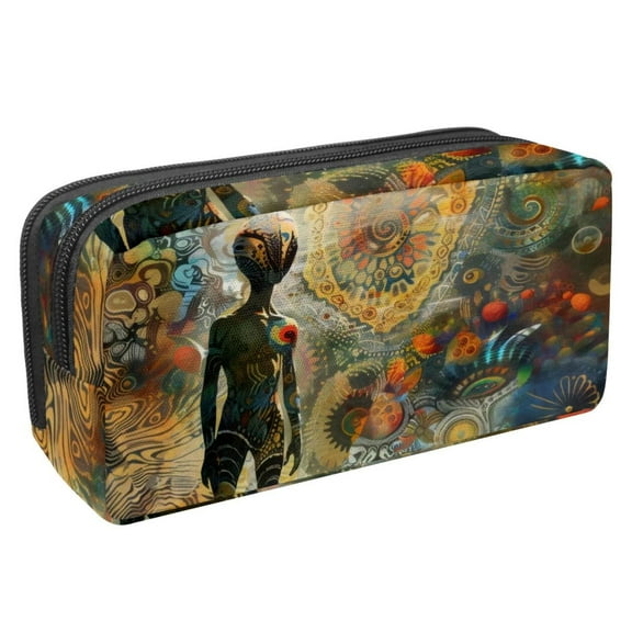 MUOOUM Pencil Case, Space Alien Standing Large Capacity Pencil Pouch Stationery Pen Bag