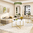 thumbnail image 1 of Furlinkhm Faux Marble Coffee Table Set of 3, 1 Coffee Table & 2 Sofa Table, Round Tabletop and Metal Cross Base Frame,Perfect for Living Room Apartment, White & Gold, 1 of 7