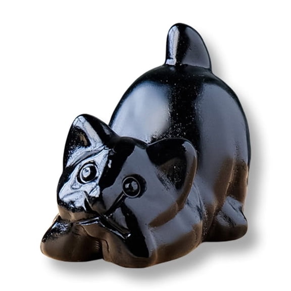 WINDLAND Carved Crystal Cats Miniature Figurine Ornament Desk Decors for Positive Energy