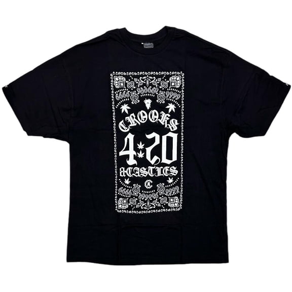 Crooks & Castles Men's T-Shirt 420 Short Sleeve Crewneck Tee (X-Large, Black)