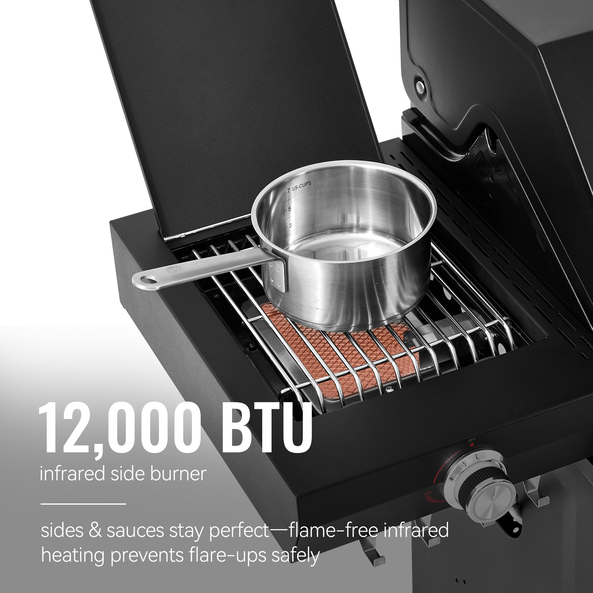 Royal Gourmet GEA5001H 5-Burner Gas Grill with Infrared Side Burner,Visible Upper Cover,Cabinet Style Grill for Outdoor Grilling and Backyard Cooking, Black