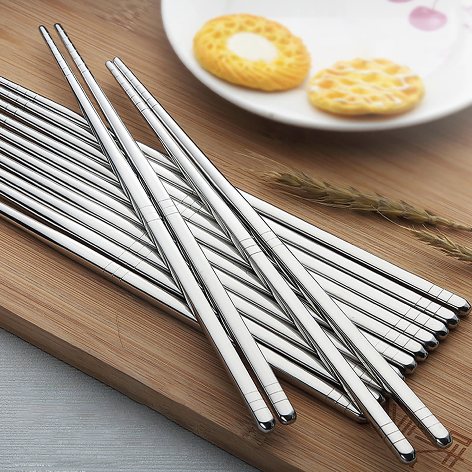 1/5 Pairs Stainless Steel Chopsticks Tableware Anti-skip Chopsticks Kitchen Tool 